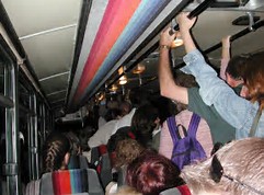 full Intercity bus stuffed with people